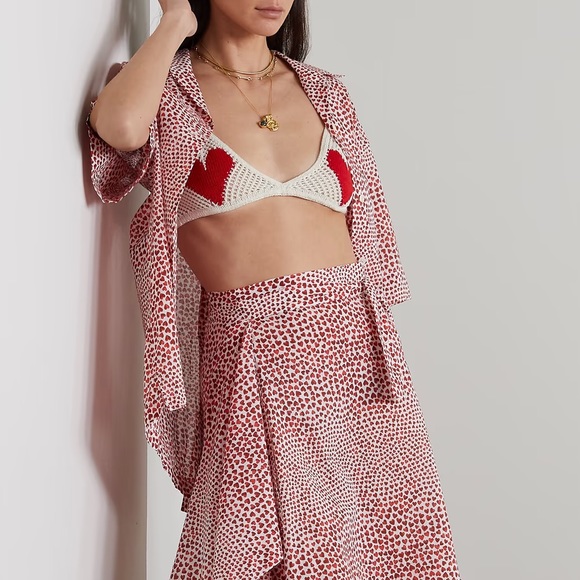 Stella McCartney crocheted organic cotton red heart top - Picture 1 of 8